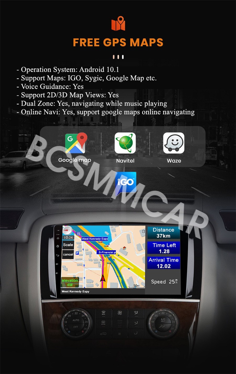 Single Din 9″ Touch Screen Car Stereo Bluetooth Radio Unit Android 13 Carplay