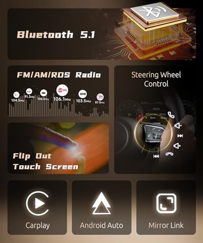 Wireless CarPlay Single Din Car Stereo,5.1 Bluetooth Car Radio AM/FM/RDS,7