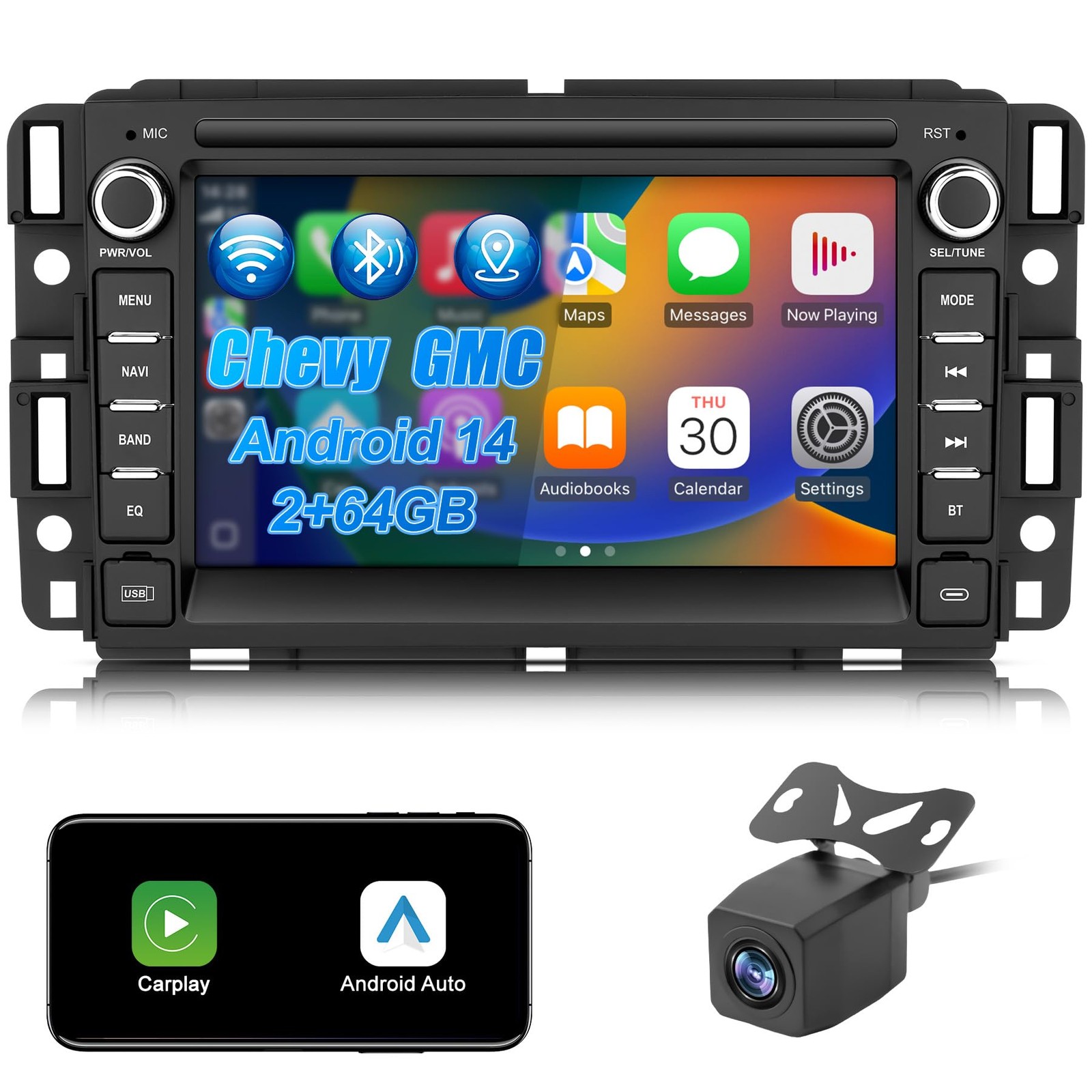 [2GB+64GB] Jimtour Car Stereo Radio Bluetooth for Chevy Silverado 2007-2013