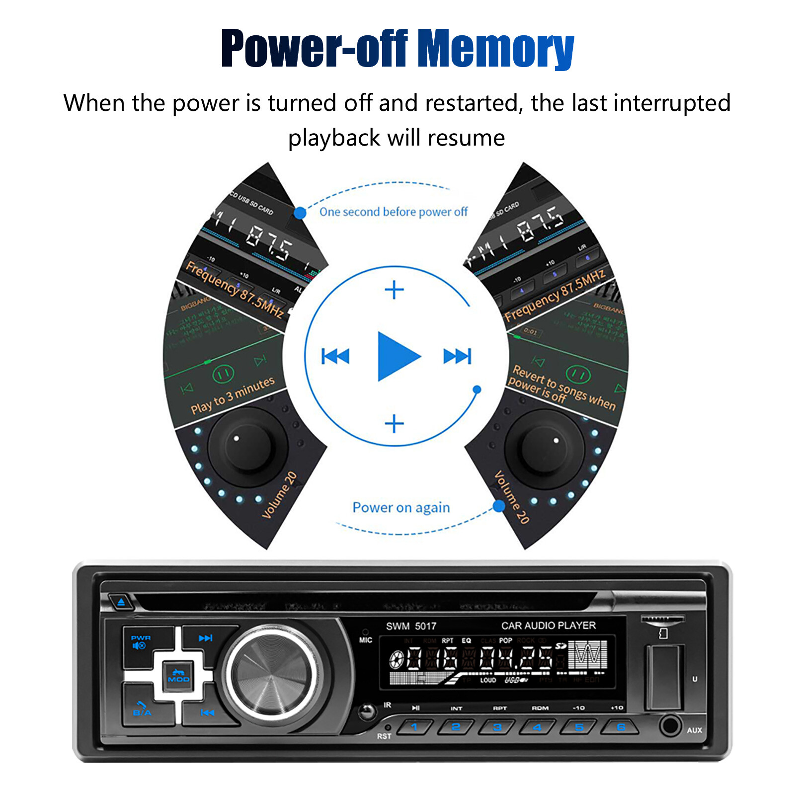 1DIN Car Stereo Bluetooth DVD Radio CD MP3 Player USB/AUX/ FM In-dash Audio New