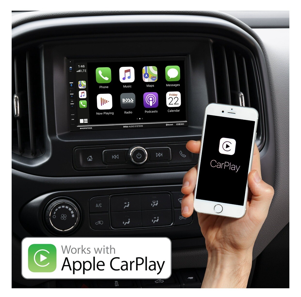 NEW BOSS Audio BVCP9700A 2 Din Apple CarPlay Android Auto Car Stereo System