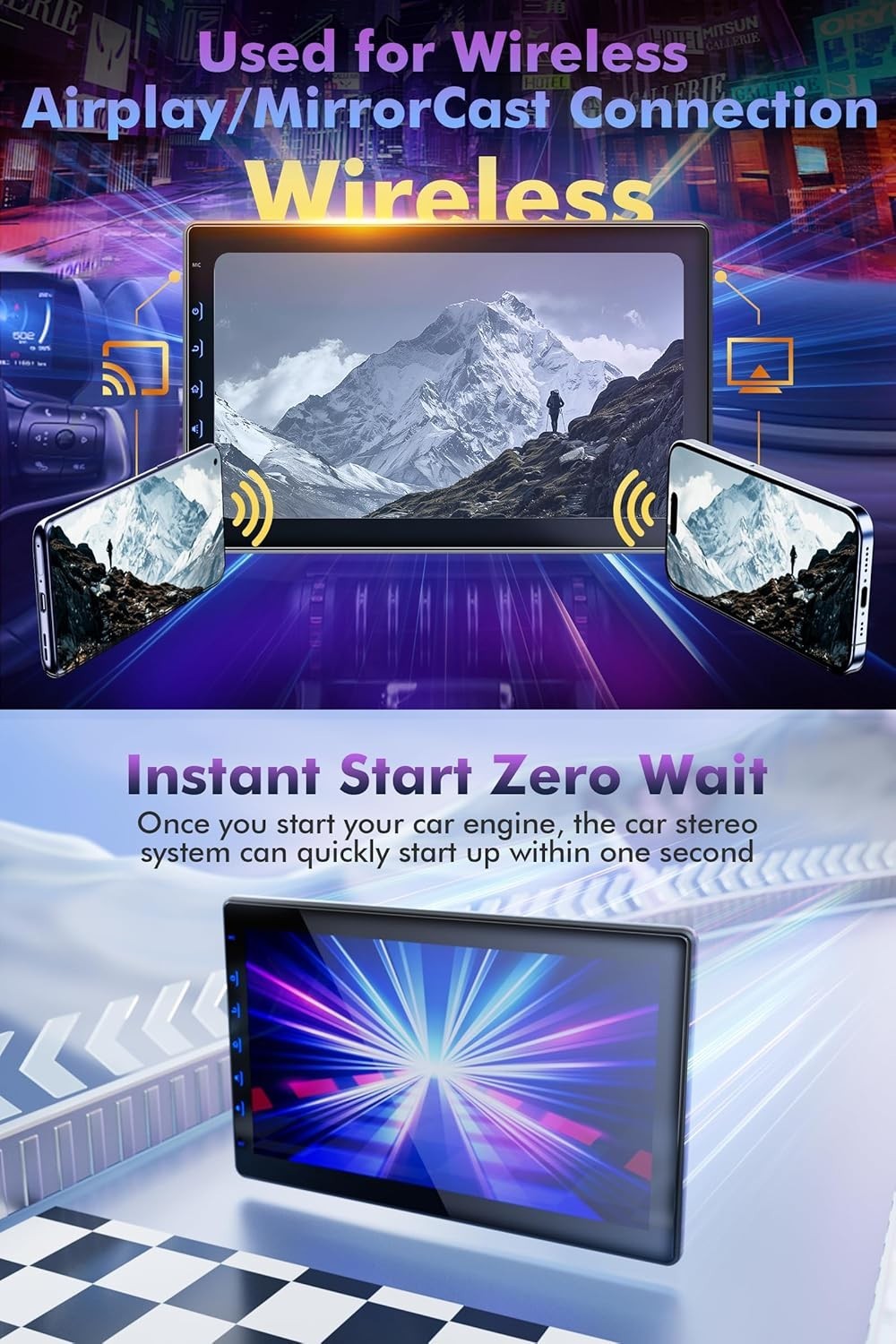10 Inch IPS Touch Screen Car Stereo – Wireless CarPlay & Android Auto Ready