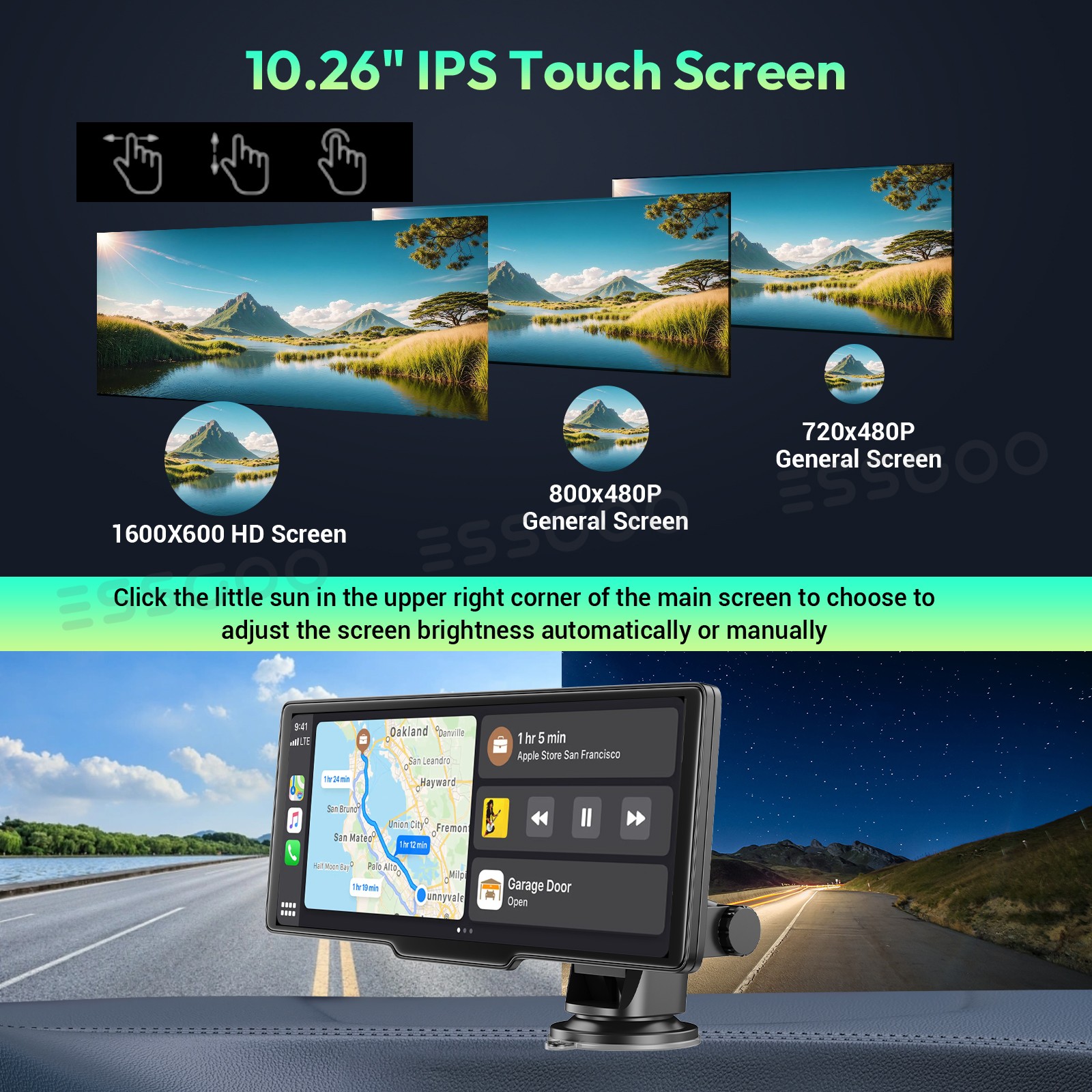 XGODY Touch Screen Dash Cam Car Stereo 4K Wireless Apple Carplay & Android Auto