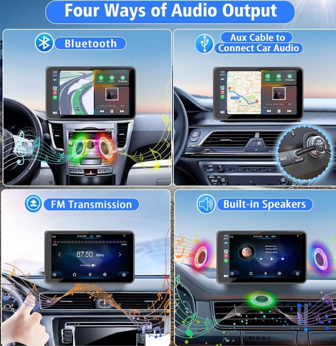 Portable Wireless Apple CarPlay and Android Auto IPS Touch Screen for Car