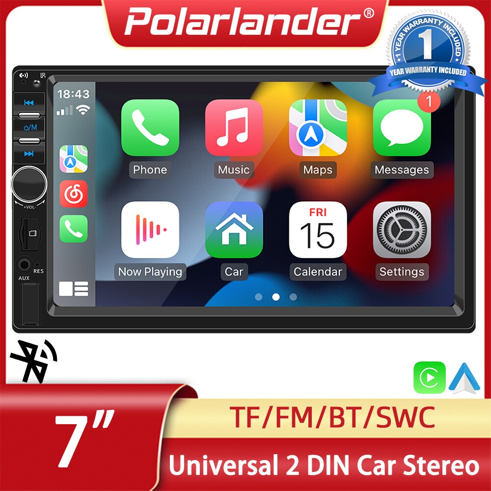 Apple CarPlay Android Auto Touchscreen Car Radio USB/AUX/TF/FM Double 2 Din 7″