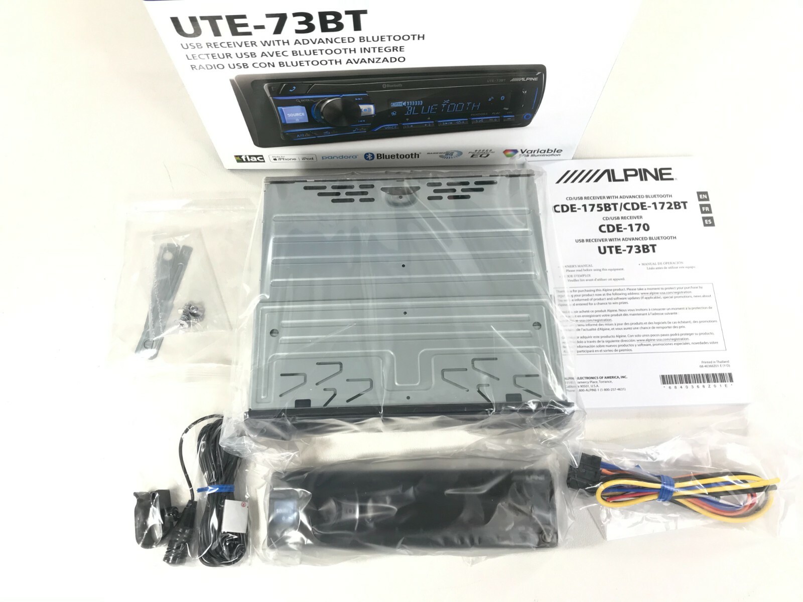 Alpine UTE-73BT Bluetooth Media Player iPhone Android Pandora AM FM USB Aux 6-Ch