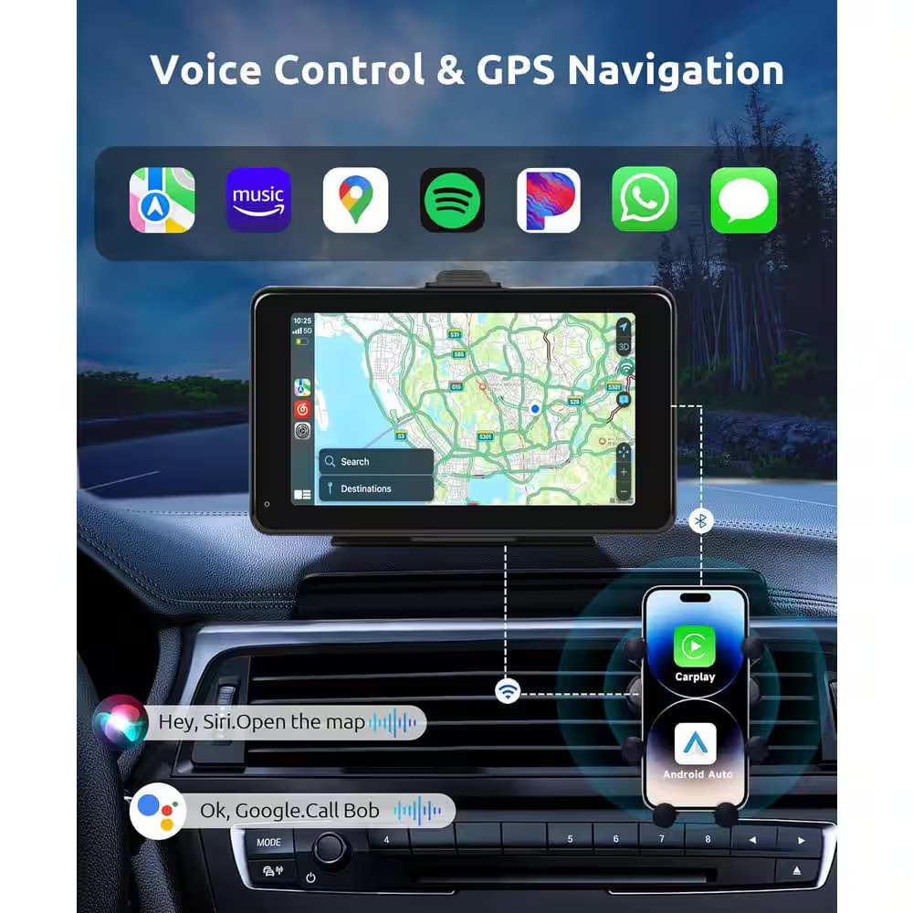 7 Wireless Carplay Screen with IP69K AHD Backup Camera for Car, Trucks, Android