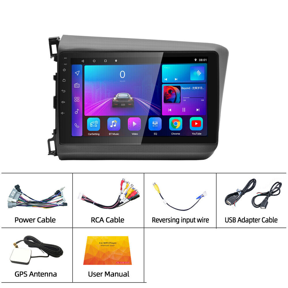 2+32G Android 15 For Honda Civic 2012-2015 Wireless Carplay Car Stereo Radio GPS