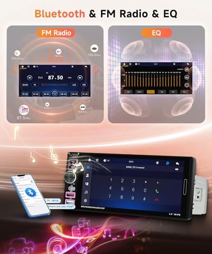 Car Stereo Single Din Carplay Android Auto Car Radio with Bluetooth 5.2, 6.9