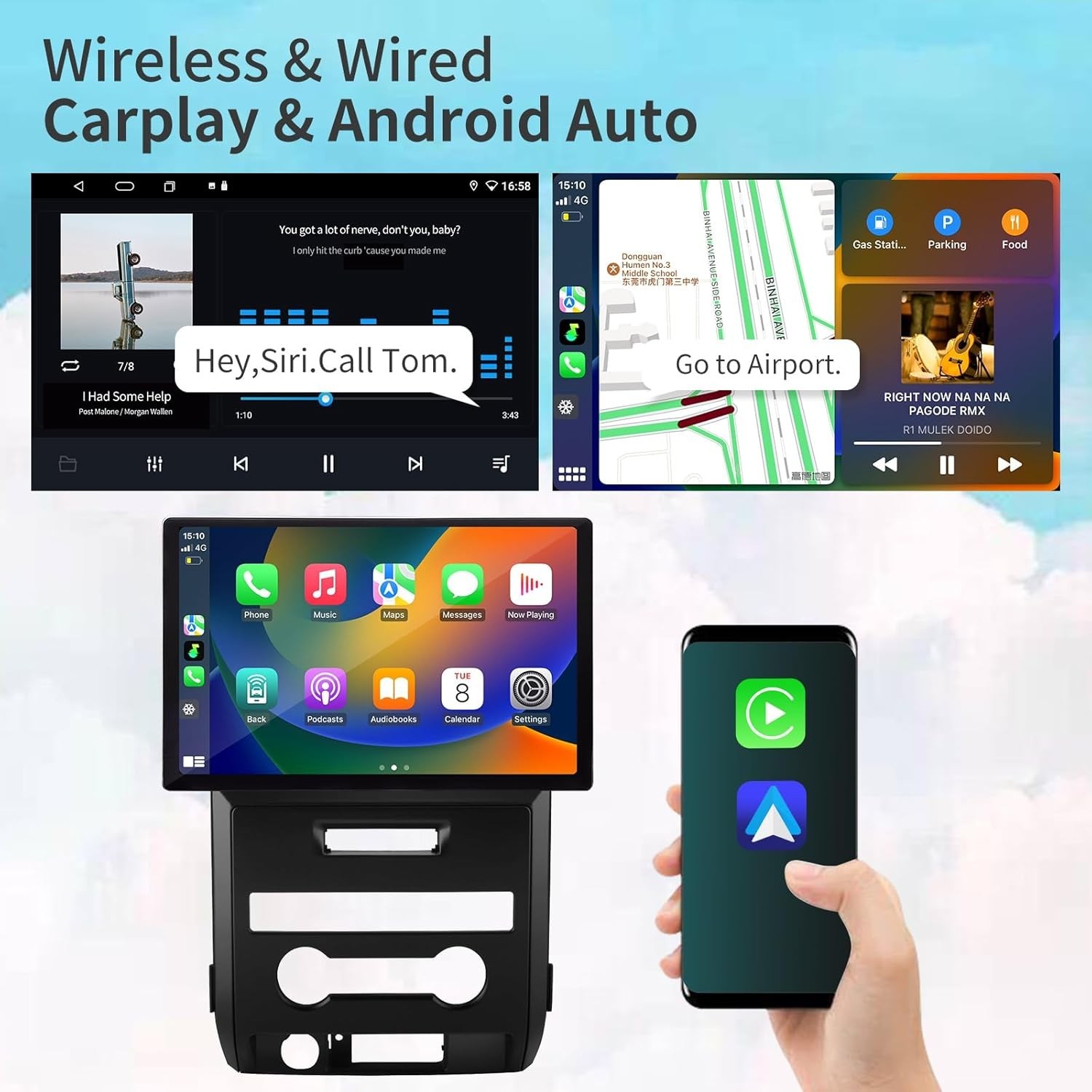 13.3″ Large Screen Car Radio GPS Carplay replace For Ford F150 Raptor 2008-2014