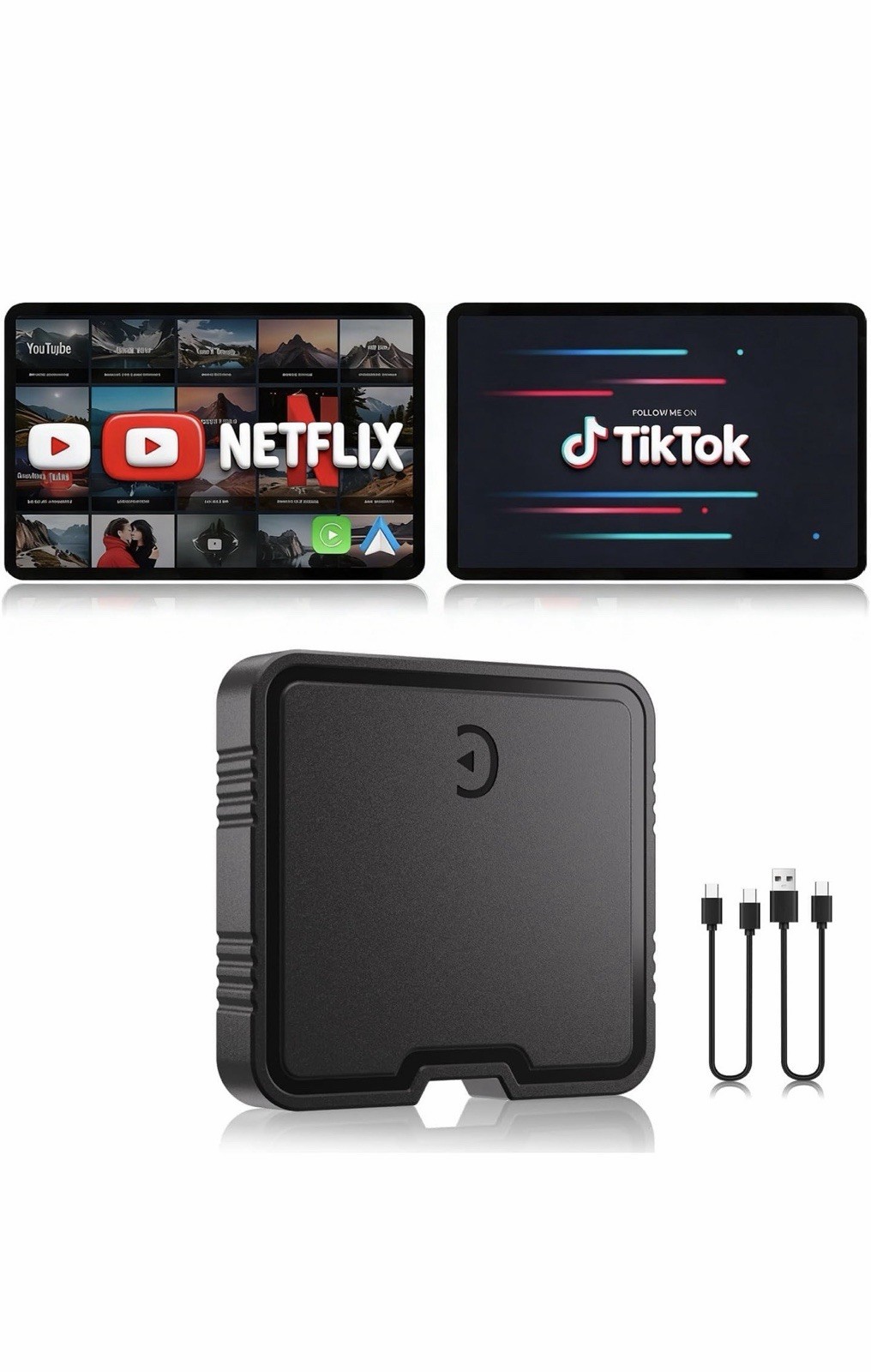 Wireless Carplay Adapter Ai Box For iPhone & Android YouTube Netflix