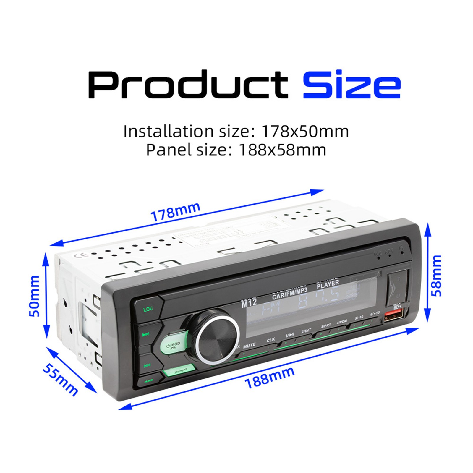 Audio Systems 616UAB Car Stereo, Bluetooth, MP3, USB, Aux In, AM/FM Radio Blue