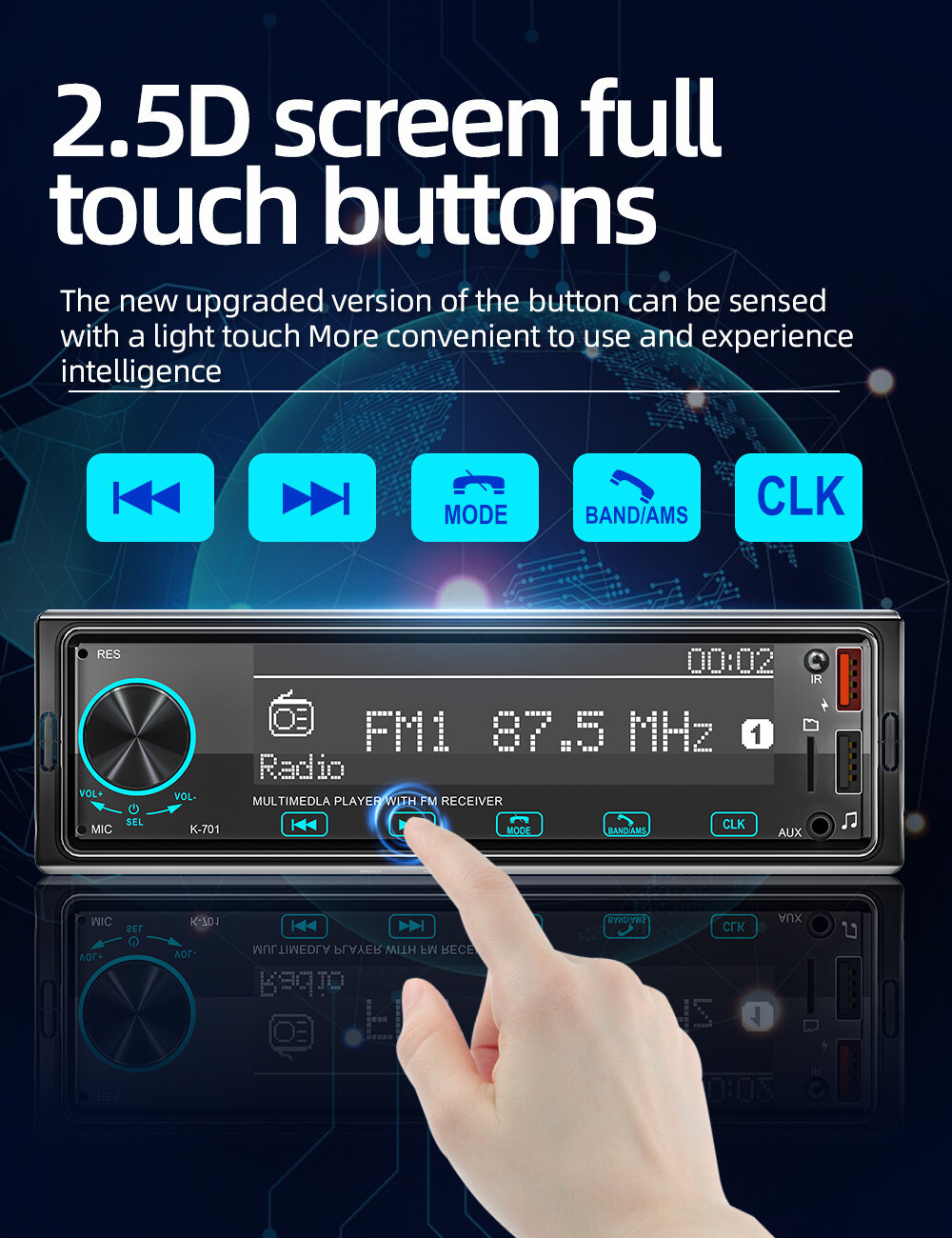 1Din Bluetooth Radio Car MP3 Player Stereo Head Unit Dash Audio Remote Control