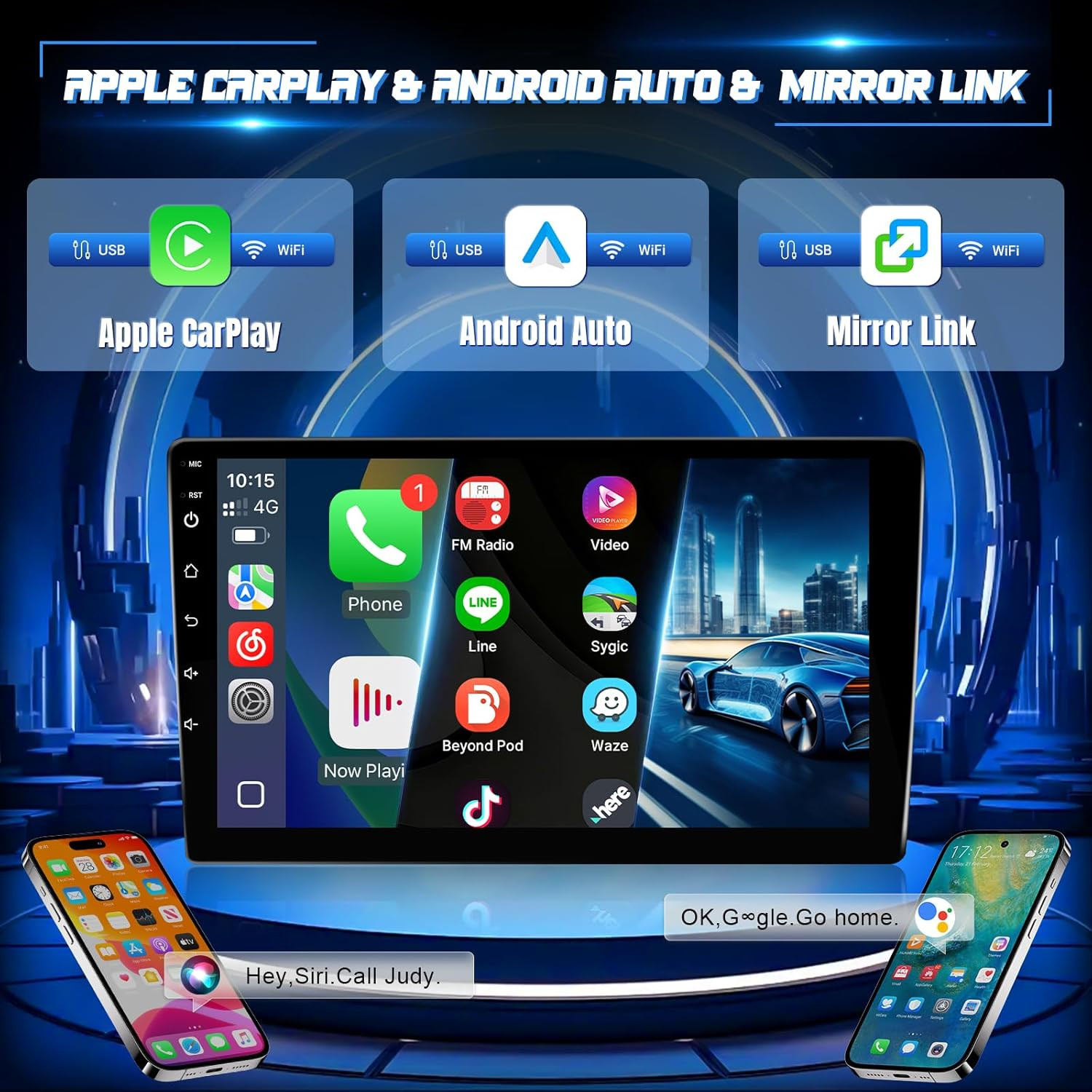 Car Radio for Ford Transit 2013-2019 Stereo with Wireless Carplay Android Auto,