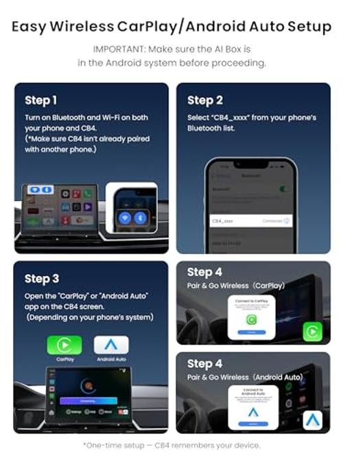 Wireless CarPlay & Android Auto Adapter, Supports for Glossy Black Finish