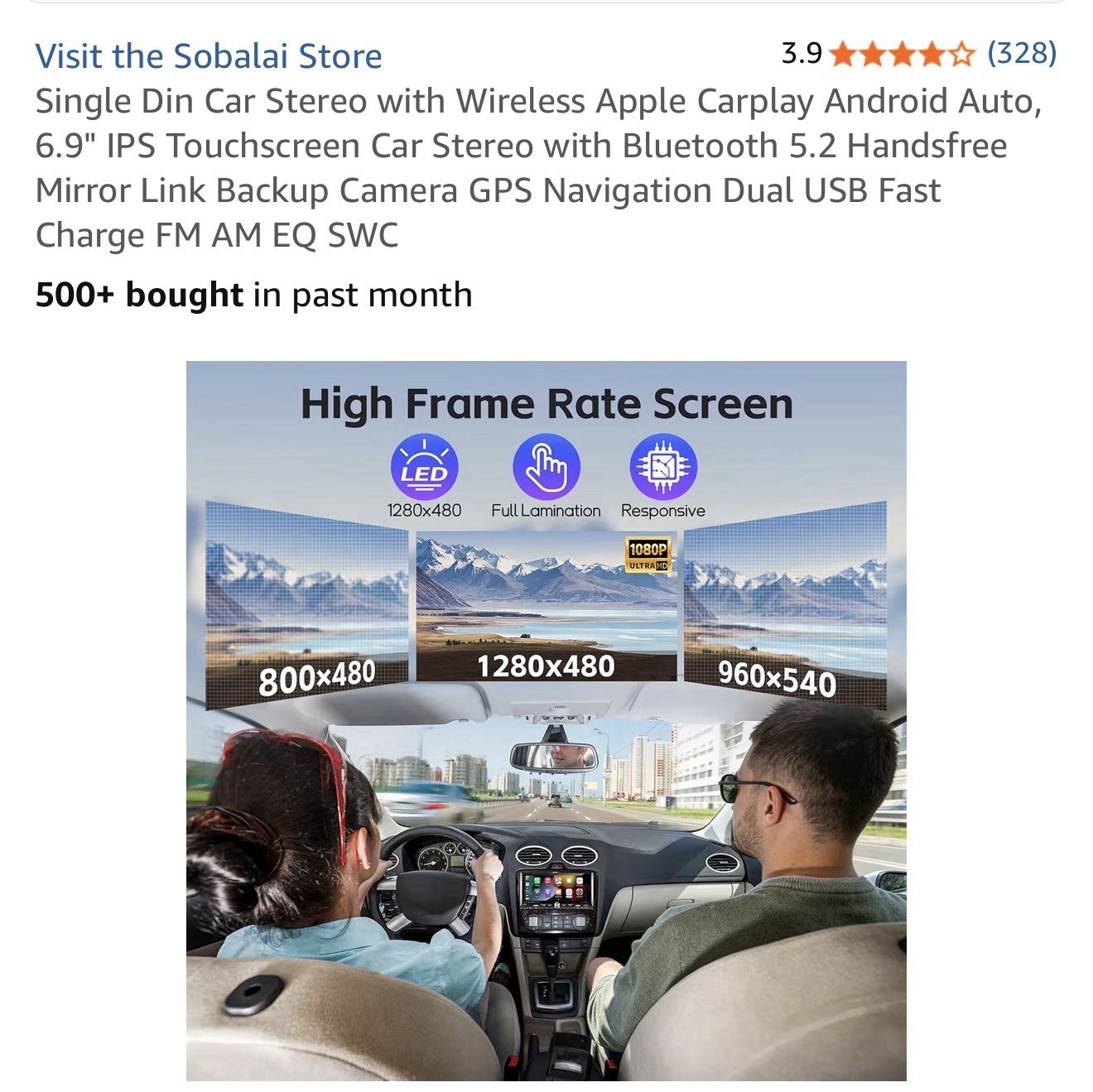 Single Din Car Stereo with Wireless Apple Carplay Android Auto 6.9″ IPS