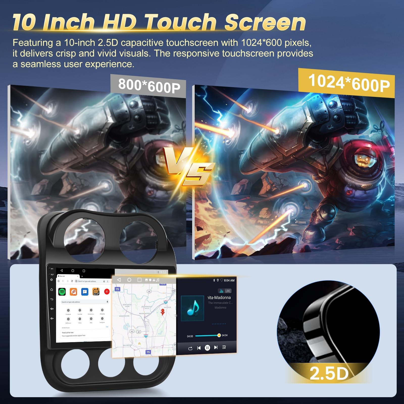 [2G+64G] 10 inch Screen for Jeep Compass Patriot Radio 2010-2016, Android Com…