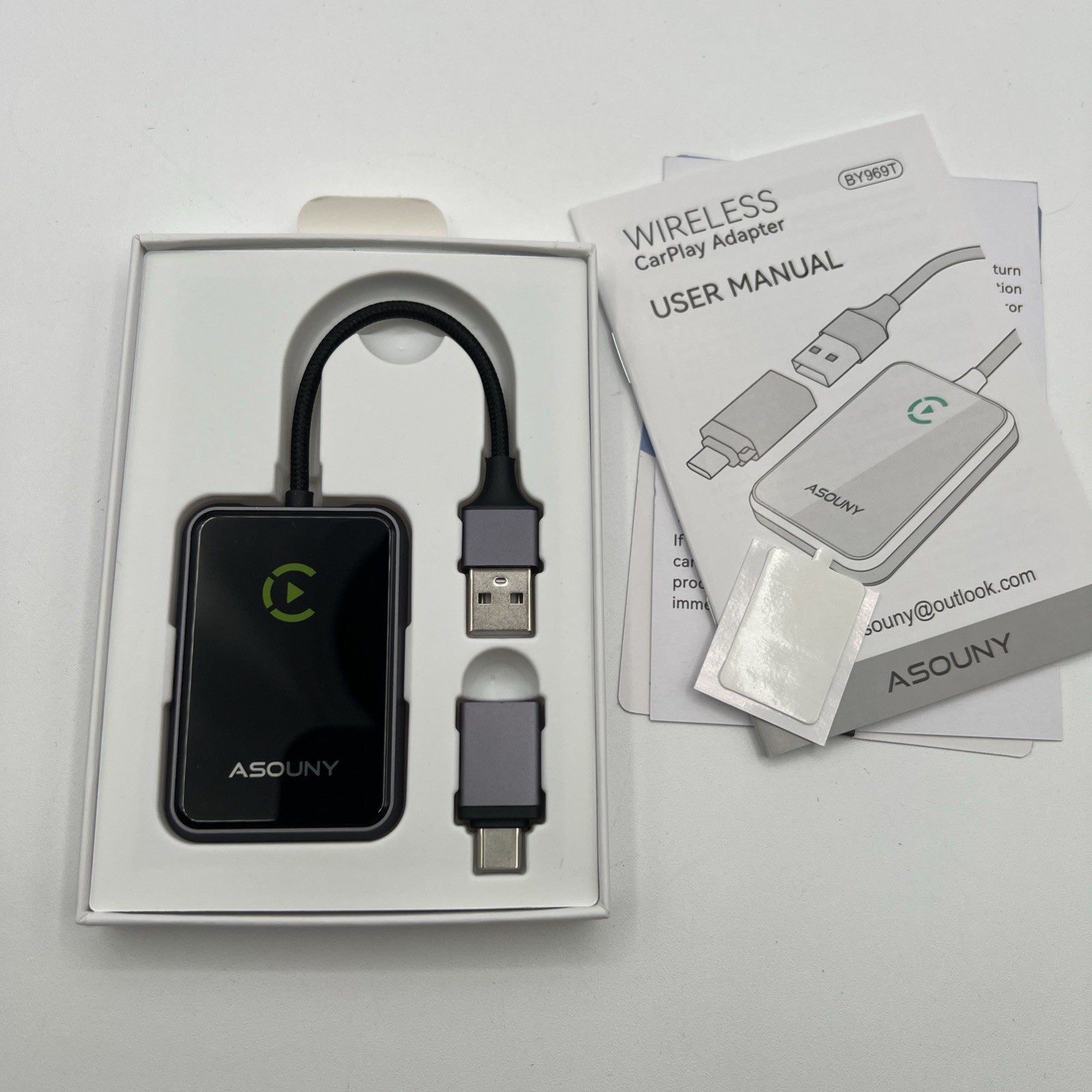 Asouny Quick Links BY969T Wireless Carplay Adapter Wired to Wireless