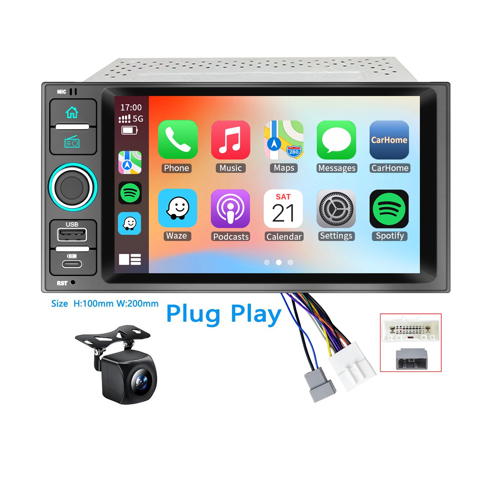 Car Stereo BT AM FM Radio Wireless Carplay Navi For Nissan Juke Micra 2015-2017