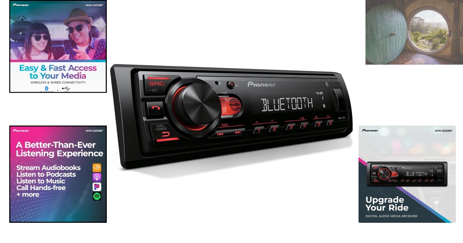Bluetooth-Integrated 1-DIN Media Receiver with USB & AM/FM for iPhone/Android
