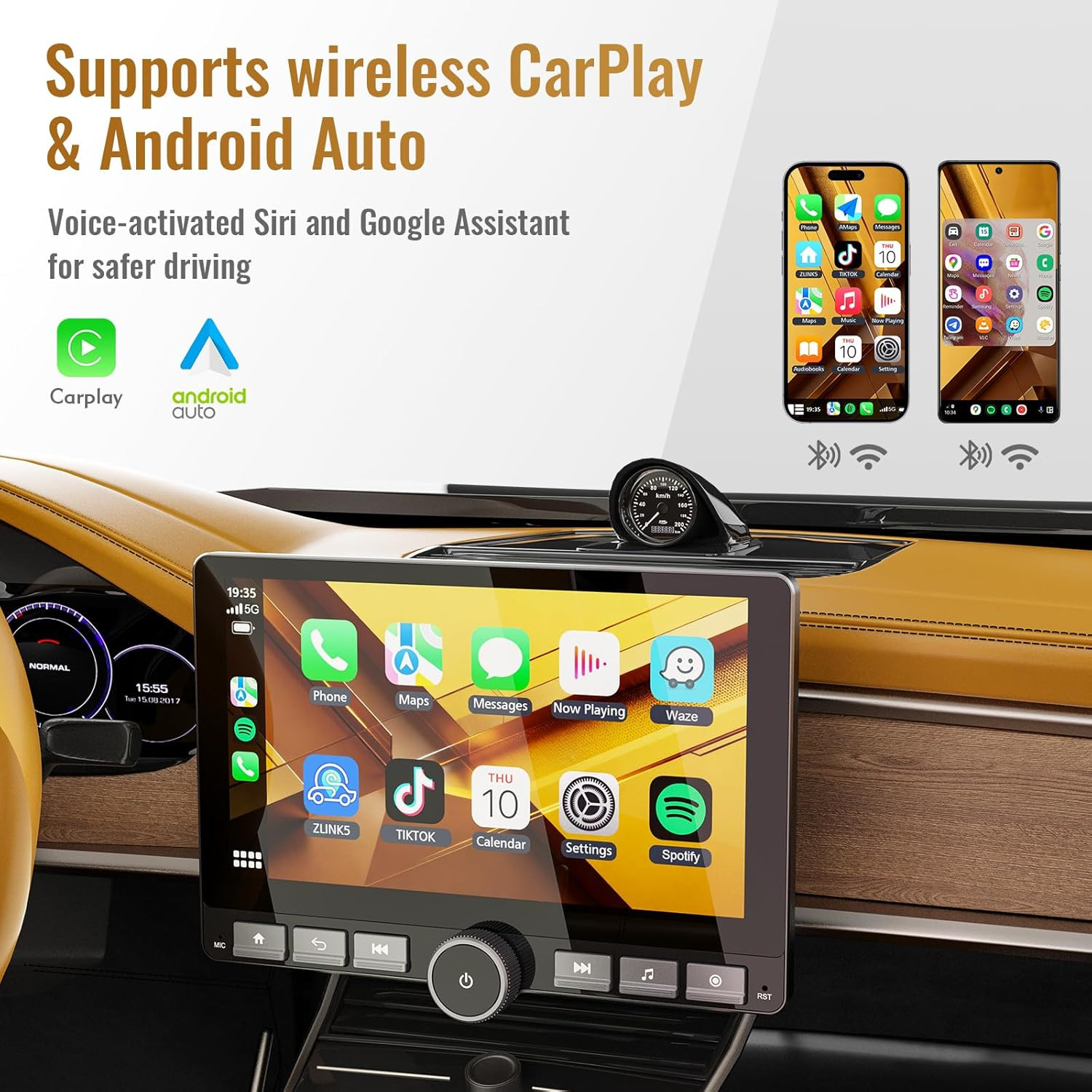 10.1″ Single Din Android Car Stereo with 360° Rotatable Touch Screen – Android 1