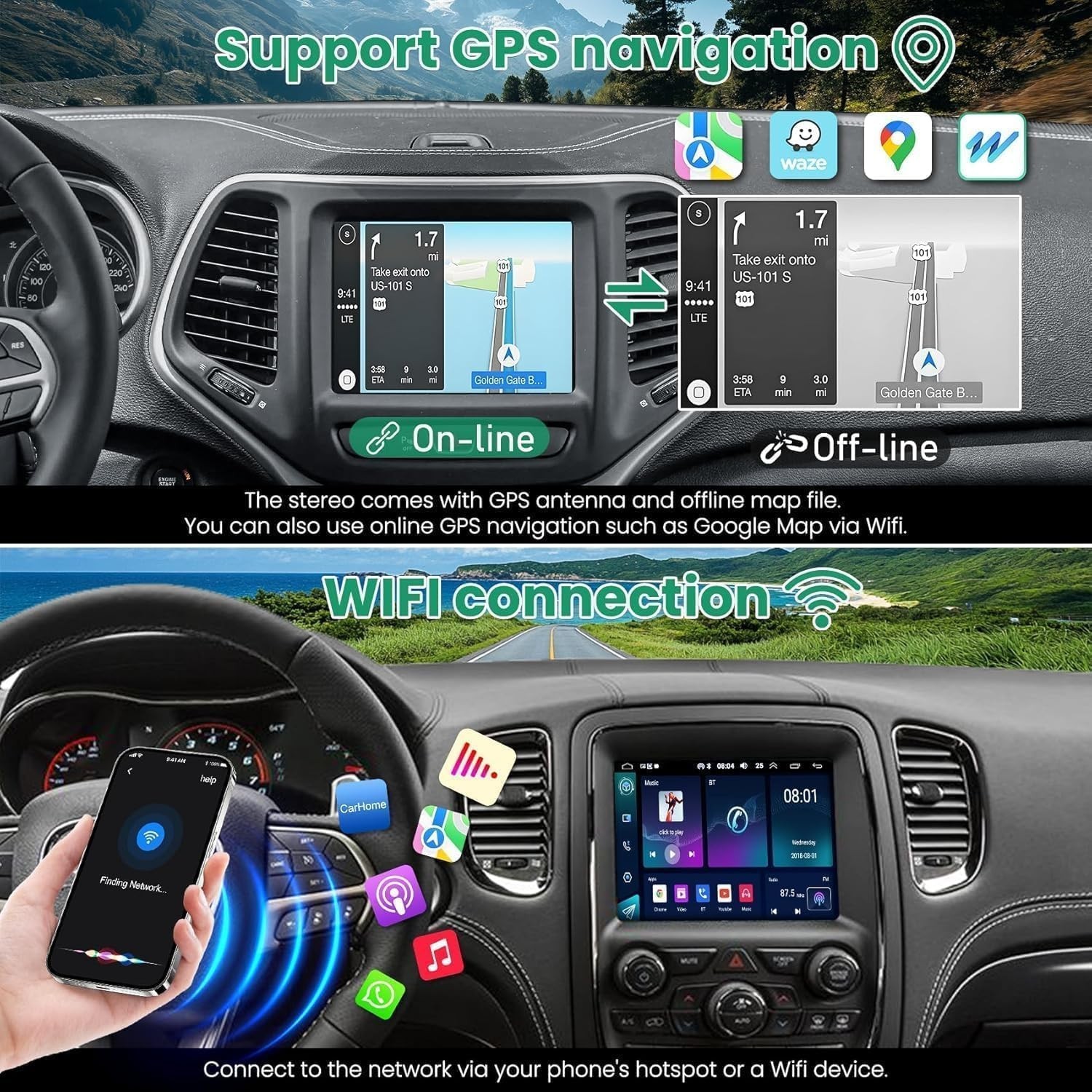 4G+64G Car Radio for Jeep Grand Cherokee 2014-2021, for Dodge Charger Challen…