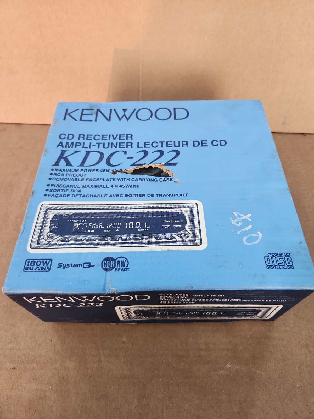Kenwood KDC-222 Car Stereo Receiver/CD player with mounting sleeve ( New )