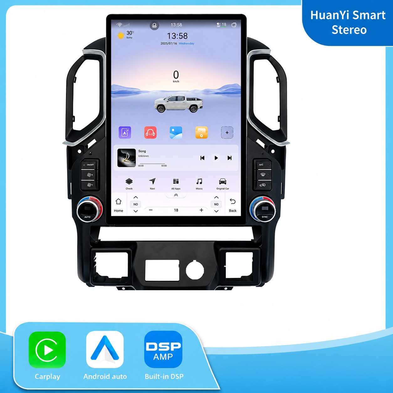 15.6″ Tesla Style Android Radio For Silverado Sierra Wireless CarPlay 64GB