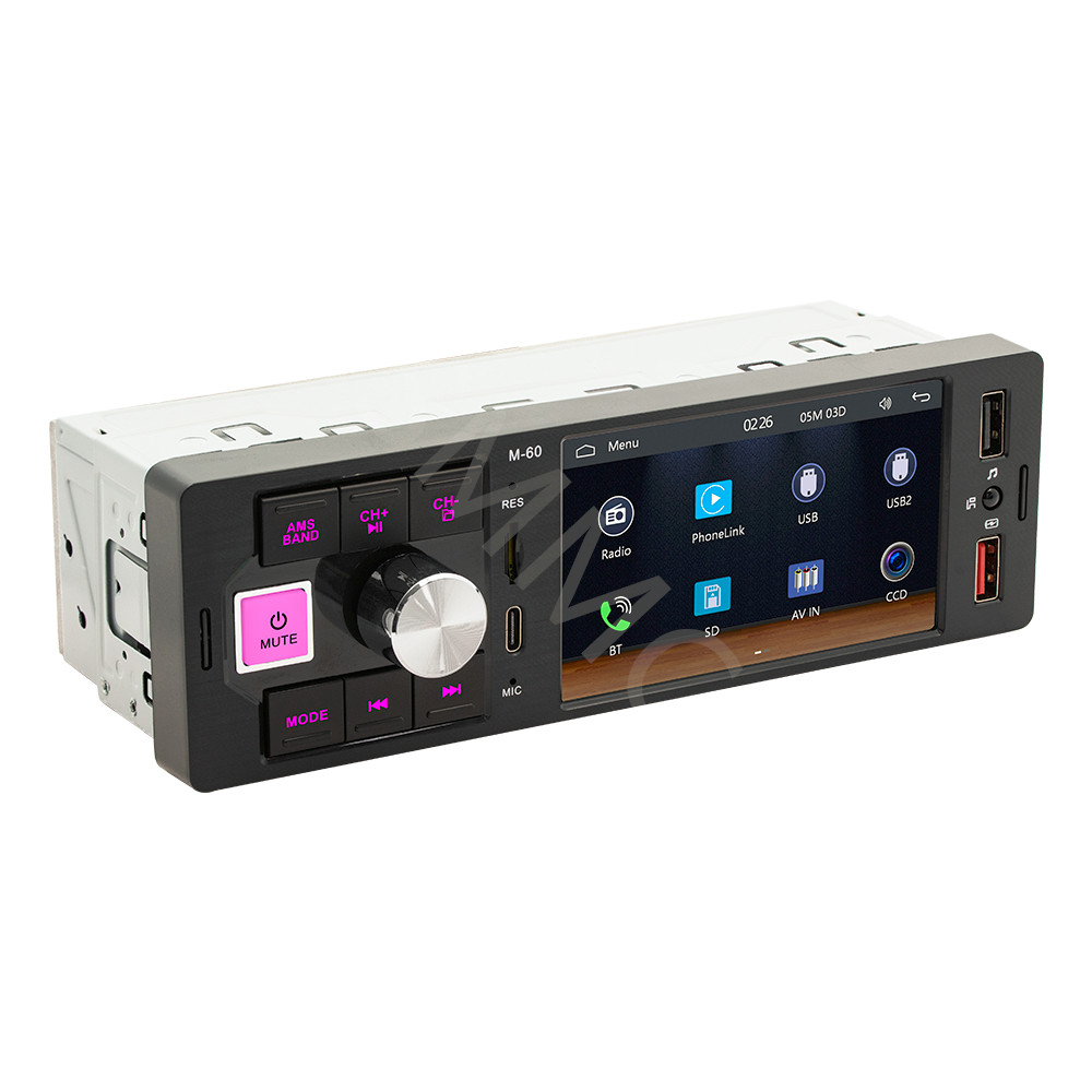 Touch Screen 1Din Car Radio For Apple CarPlay Android Auto W/8LED Rear Camera