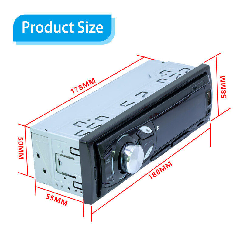 Single 1 Din Car MP3 Bluetooth Player Radio FM Audio Digital USB/AUX/TF Charging