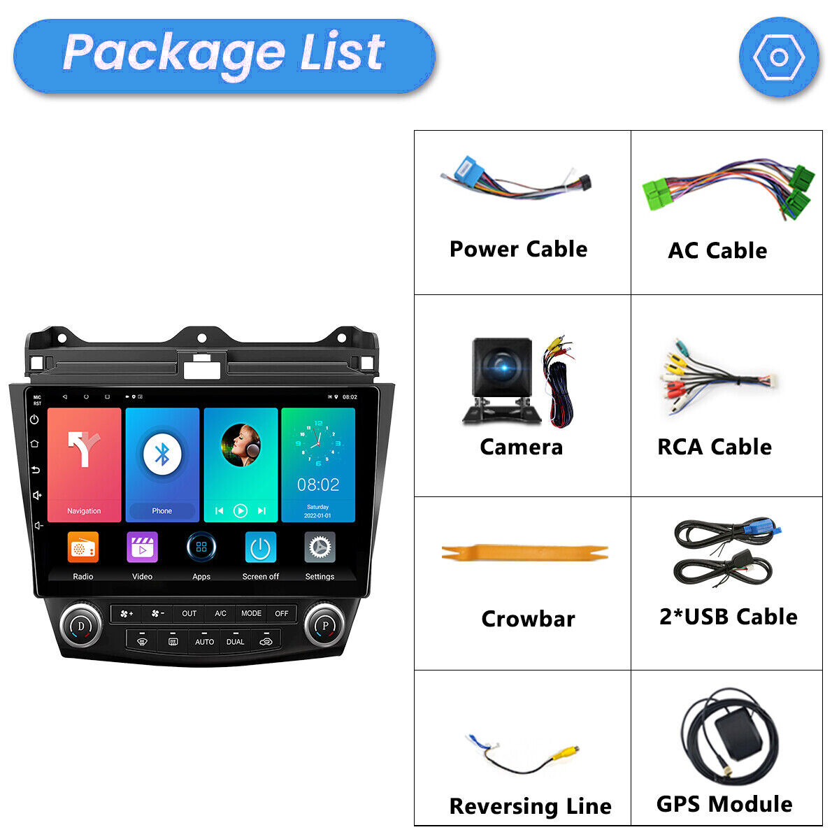 For Honda Accord 2003-2007 Apple CarPlay Android 12 Car Stereo Radio GPS WIFI FM