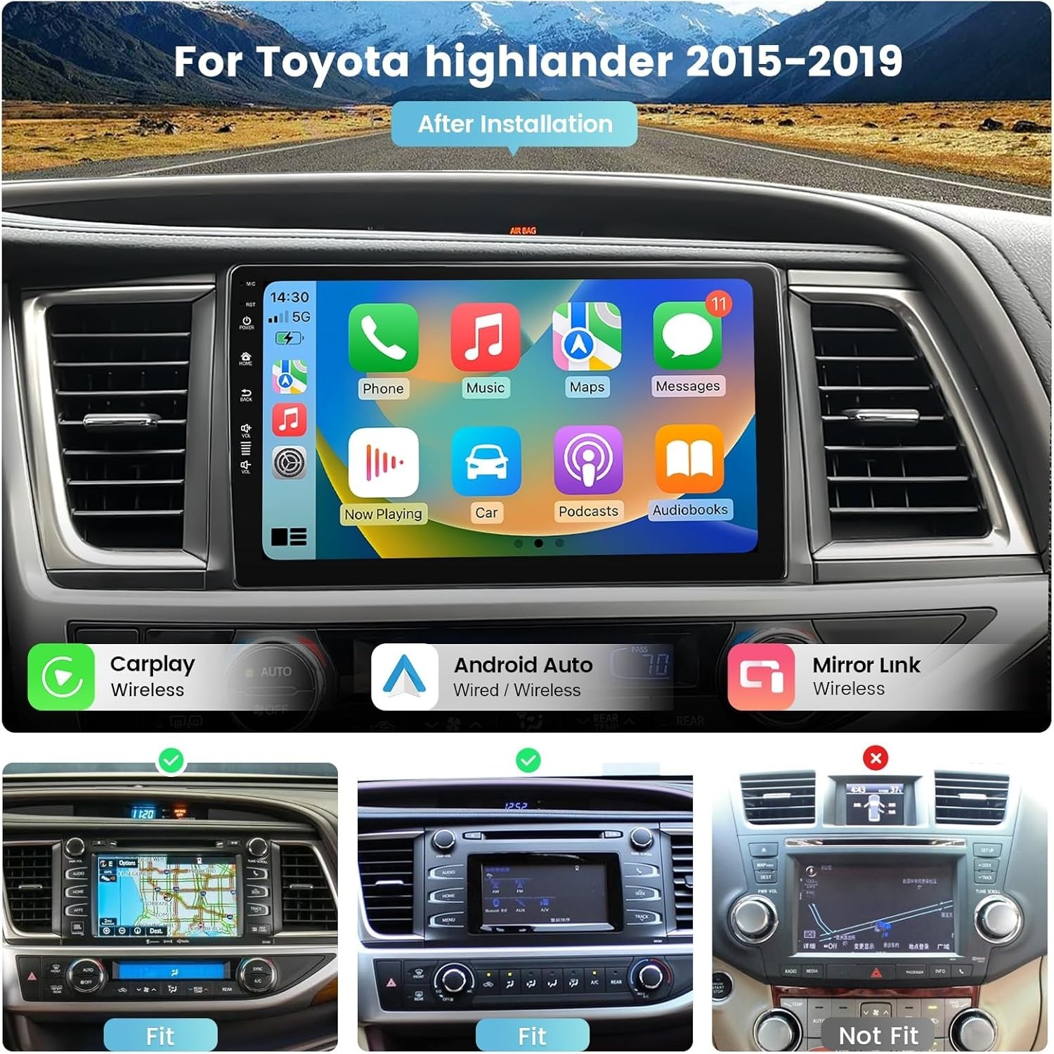 Roadanvi 10.2″ Touch Screen Car Radio Headunit for Toyota Highlander 2015-2019