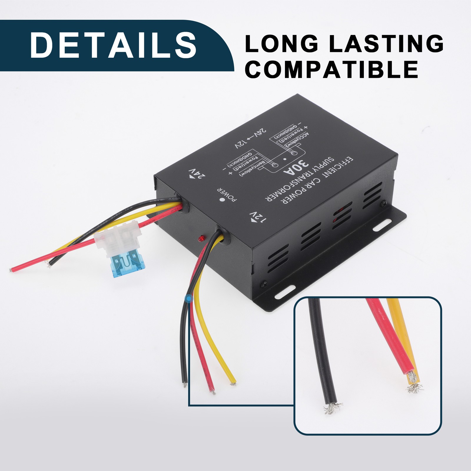 Trucks 24V Step Down to 12V Car Power Supply Converter Module 30A Compatible