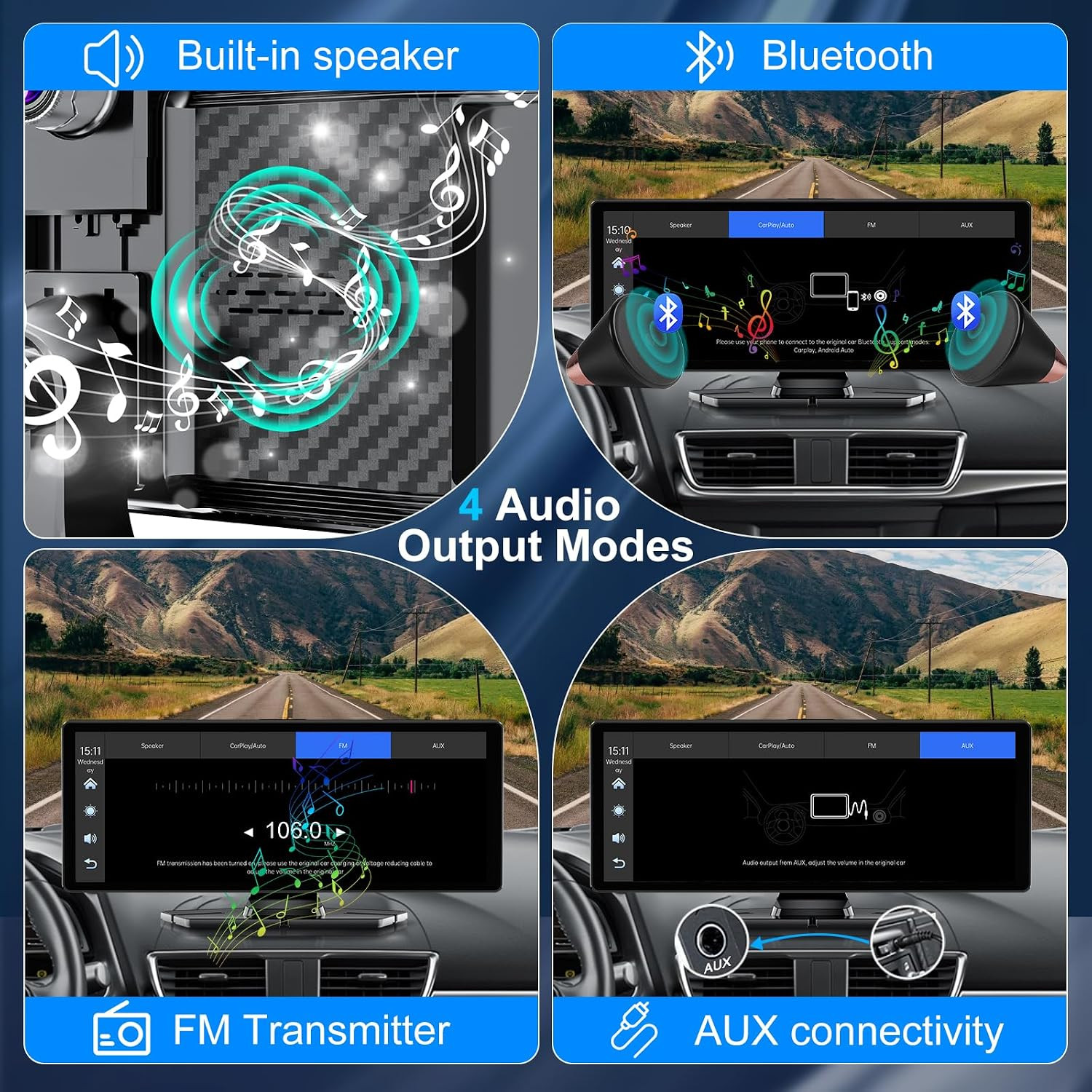 Carplay Screen for Car,10.26″ HD Car Stereo for Apple Carplay & Android Auto -Wi