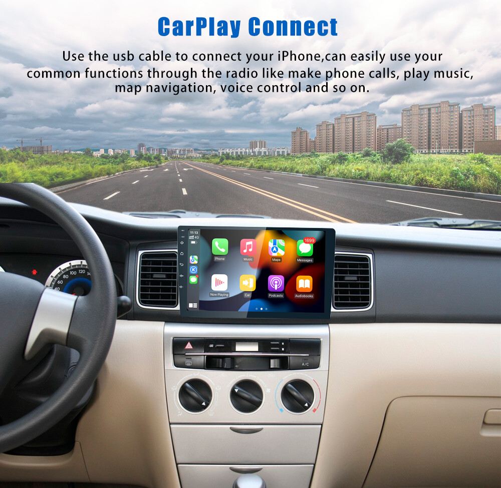6+128G 2DIN 10” Car Radio Stereo Apple Carplay Android Auto DSP QLED Screen+Cam