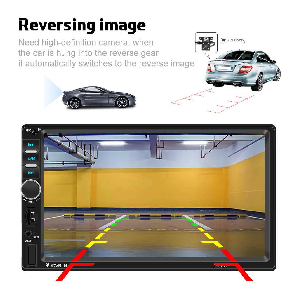 7″ 2 DIN Car Stereo Radio Bluetooth Touch Screen Mirror Link MP5 Player +Camera