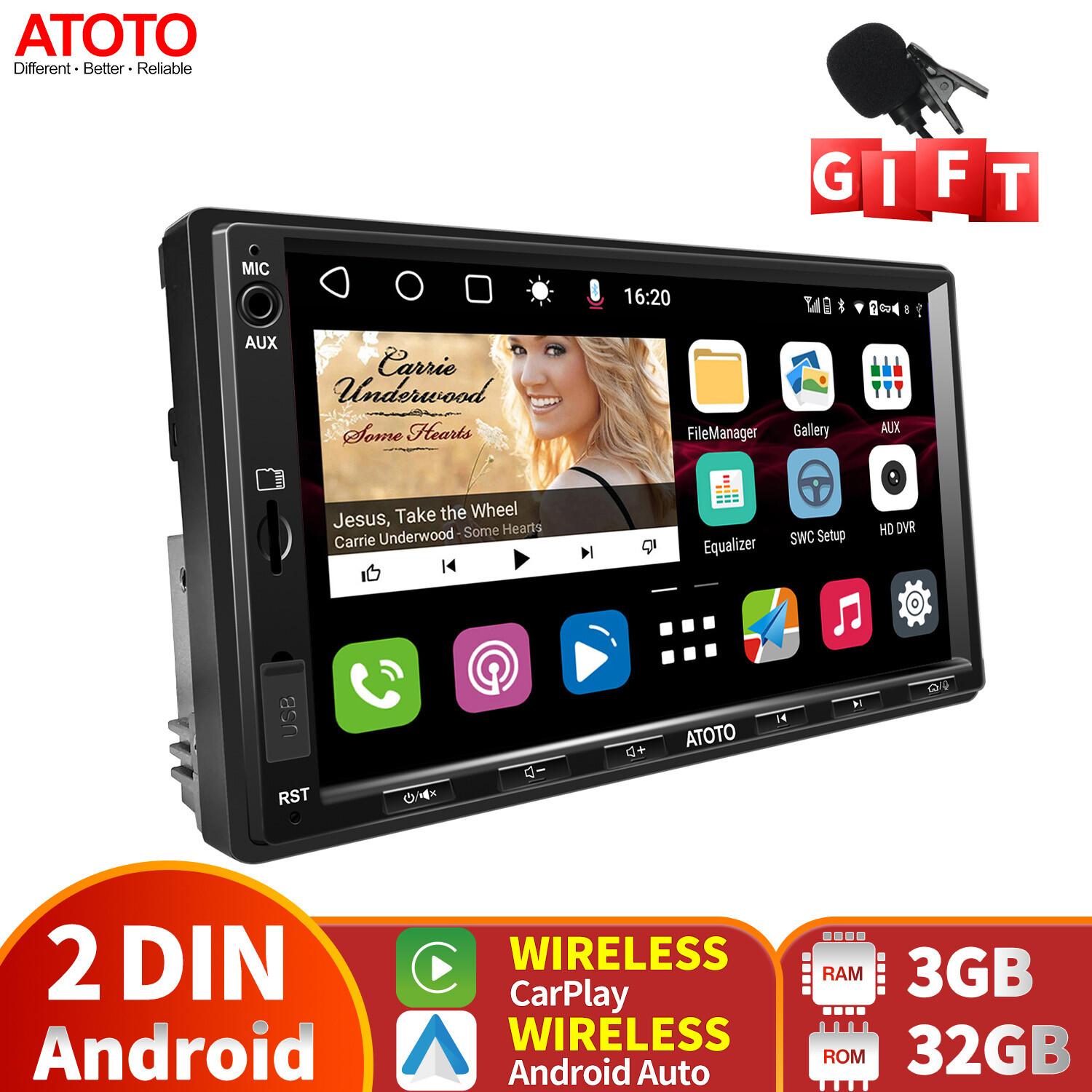 ATOTO S8 Standard 2DIN Android Car Stereo-3+32G Wireless Android Auto & CarPlay