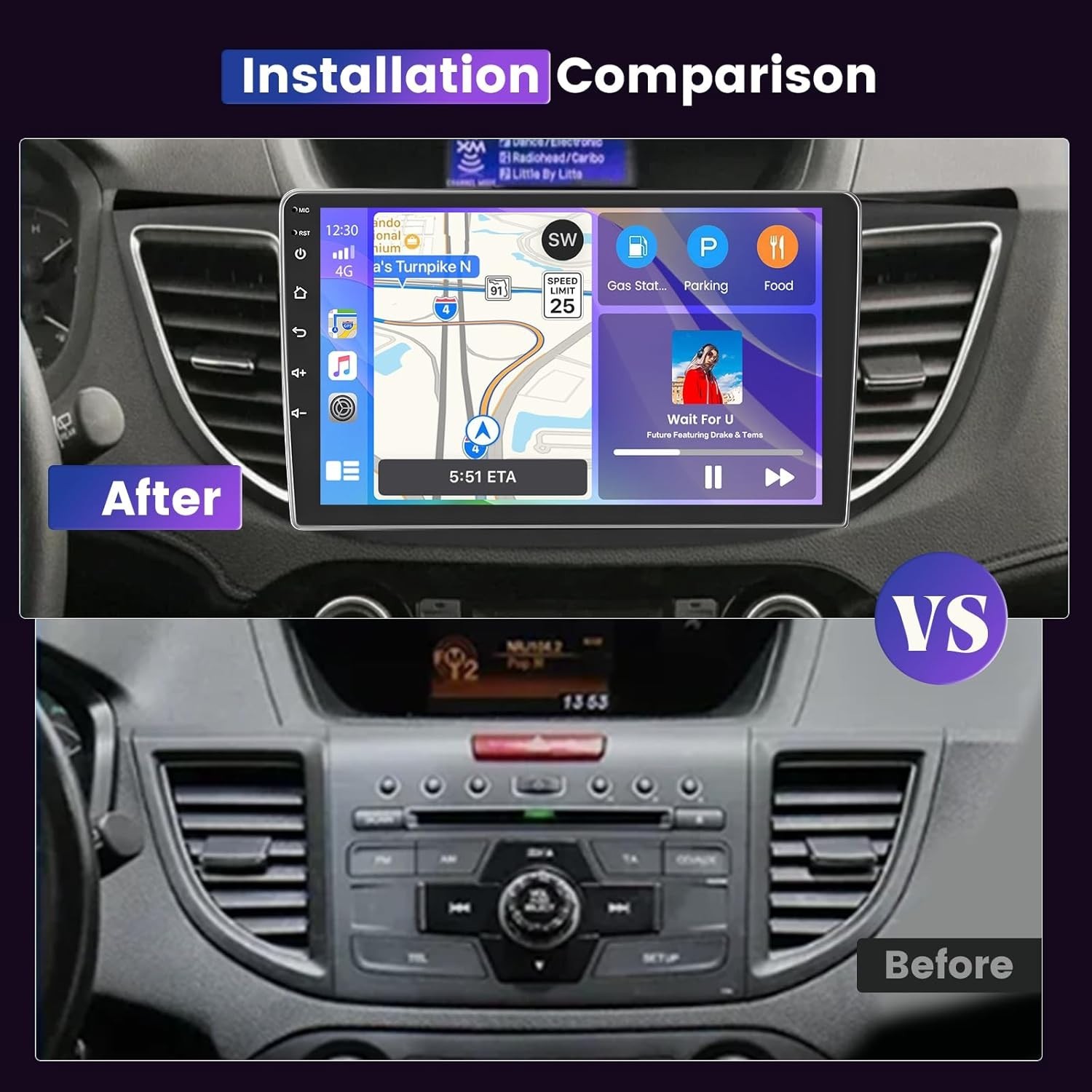 9″ 8Core 4+64G Android Auto Carplay Stereo for Honda CRV 2012-2016