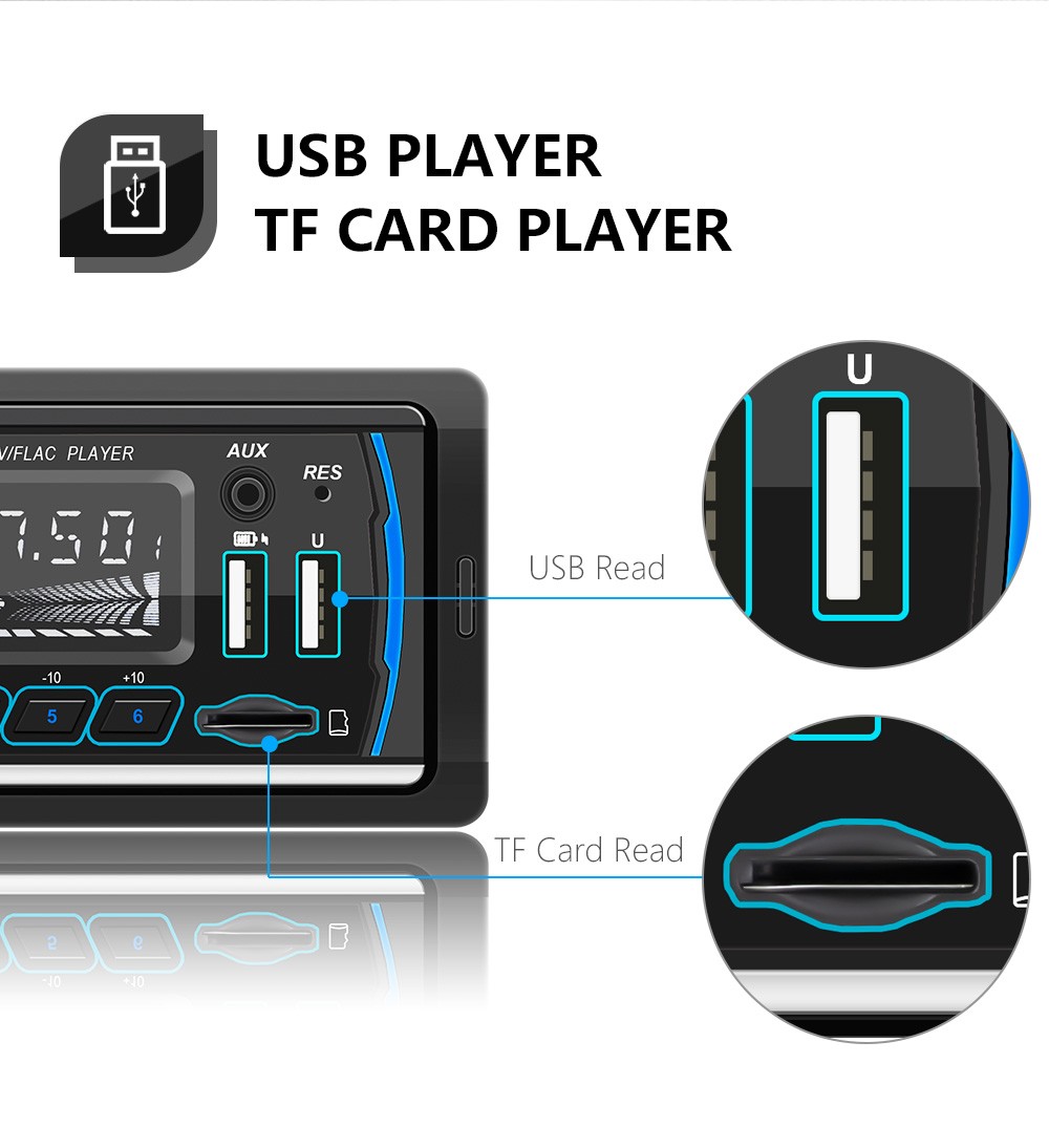 M4 Bluetooth Autoradio 1 Din Car Radio Stereo MP3 Player USB AUX FM AM RDS