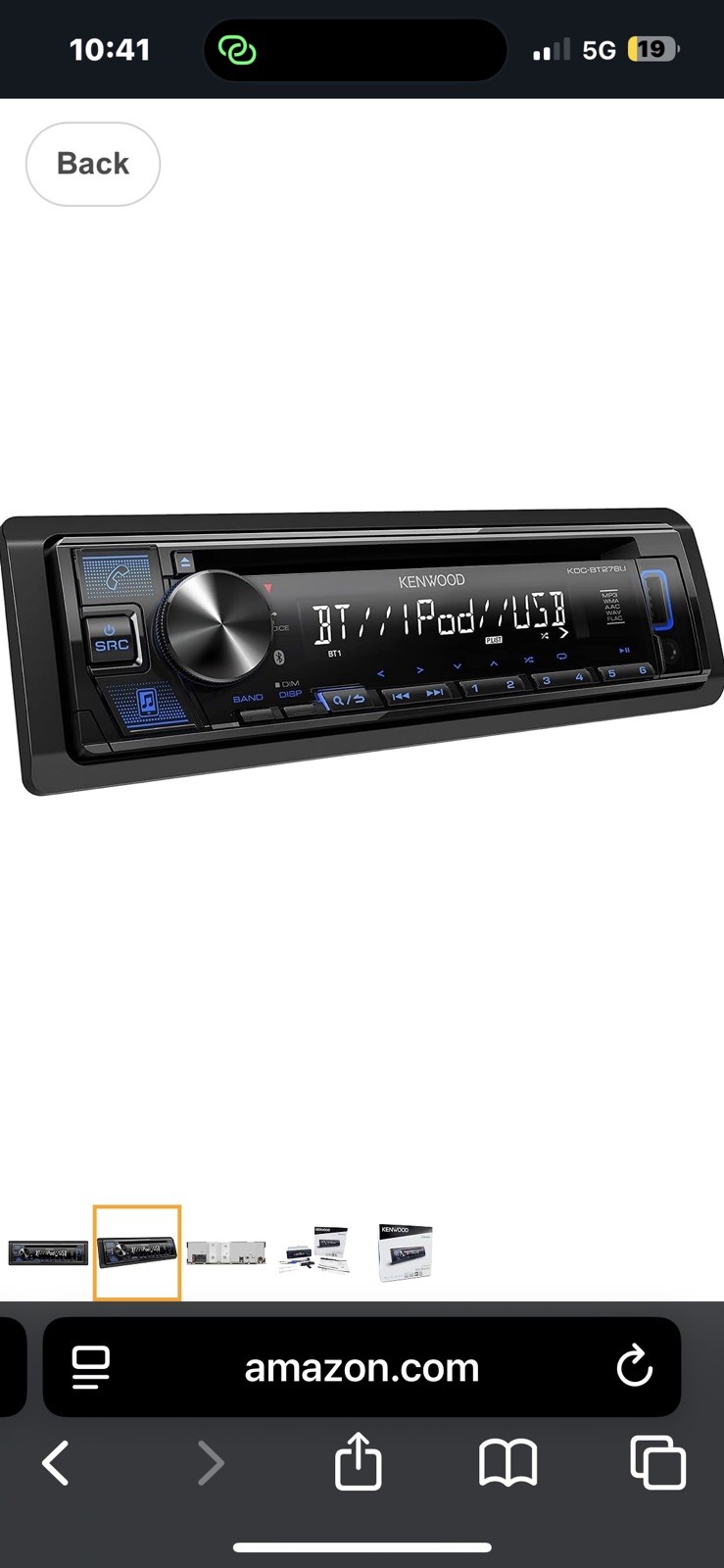 UNTESTED Kenwood KDC-BT268U Bluetooth CD/MP3/USB Car Receiver Detachable Face