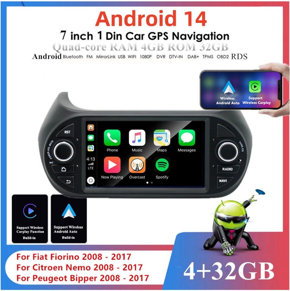 Fit For Fiat Fiorino 2008-2017 For Carplay Radio Stereo 7in Android 14 GPS 4+32G