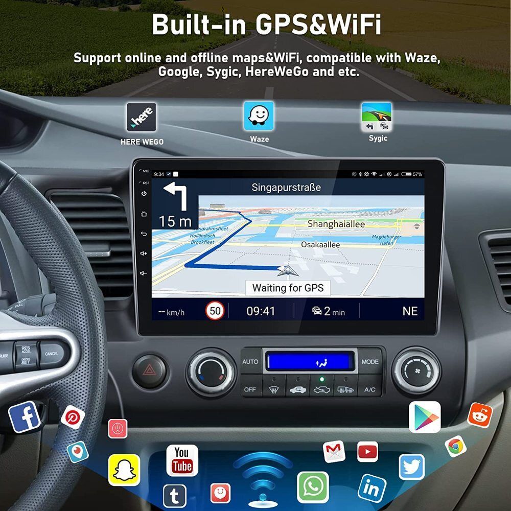 For Honda Civic 2006-2011 Apple CarPlay Android Car Stereo Radio GPS Navi 64G