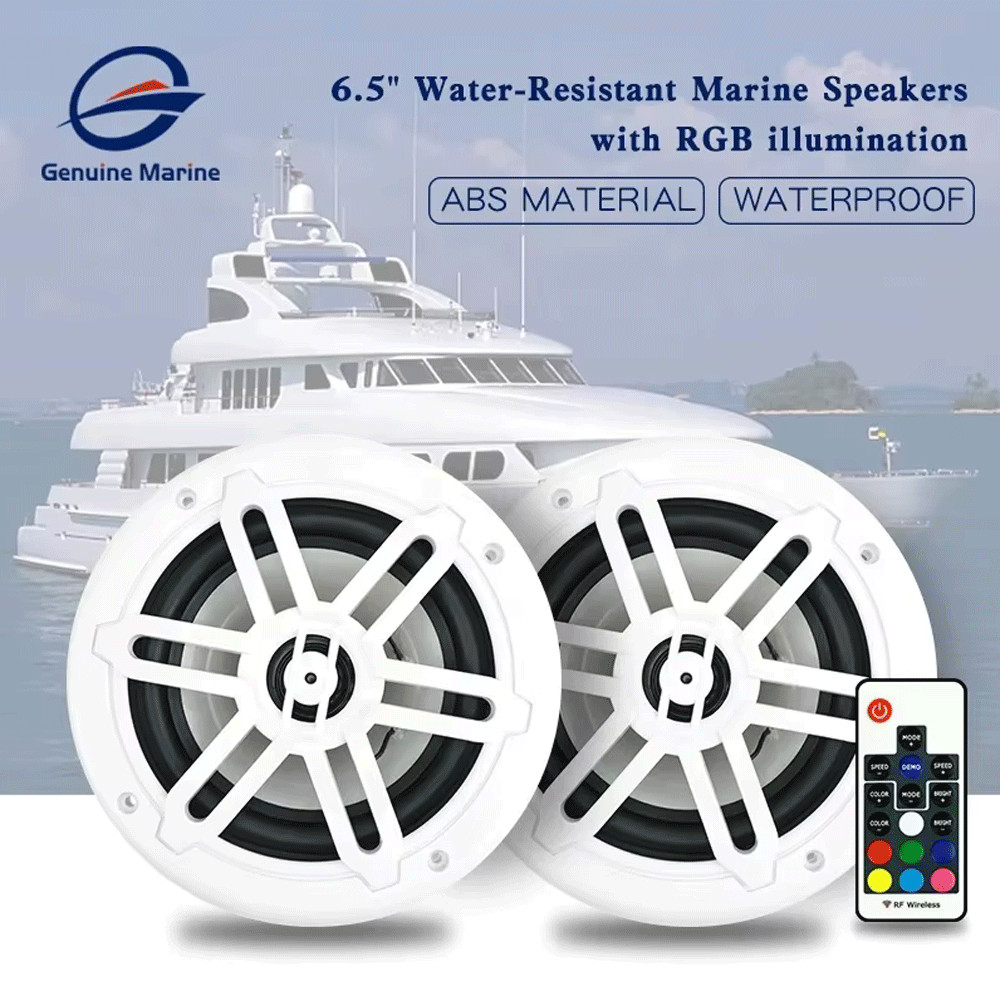 4X 6.5″ 150 Watt Marine LED Speakers in White W/Marine Radio Bluetooth Receiver