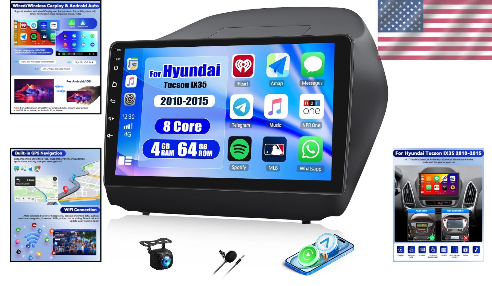 8 Core Android 15 Car Stereo for Hyundai Tucson IX35 – 10.1″ Touchscreen & Wi…
