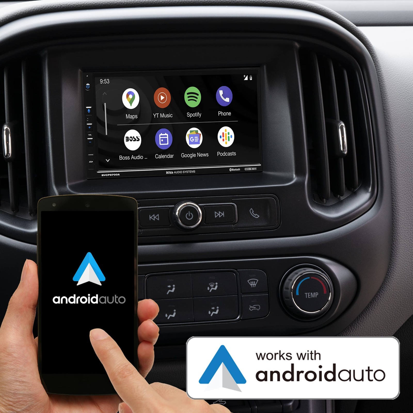 Double Din Car Stereo 7″ Touchscreen – Apple CarPlay, Android Auto, Bluetooth, A