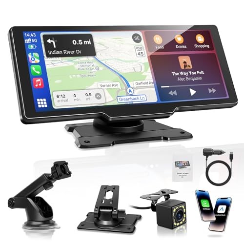 Portable Carplay Screen for Car, 10.26″ Wireless Carplay & Android 10.26inch