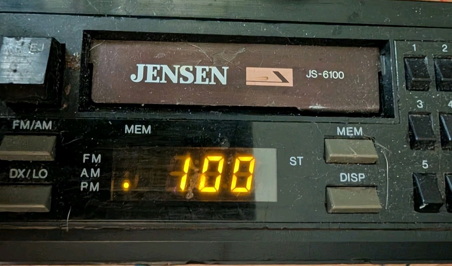 Jensen JS-6100 AM/FM Car Stereo Cassette Receiver Untested Powers On See Photos