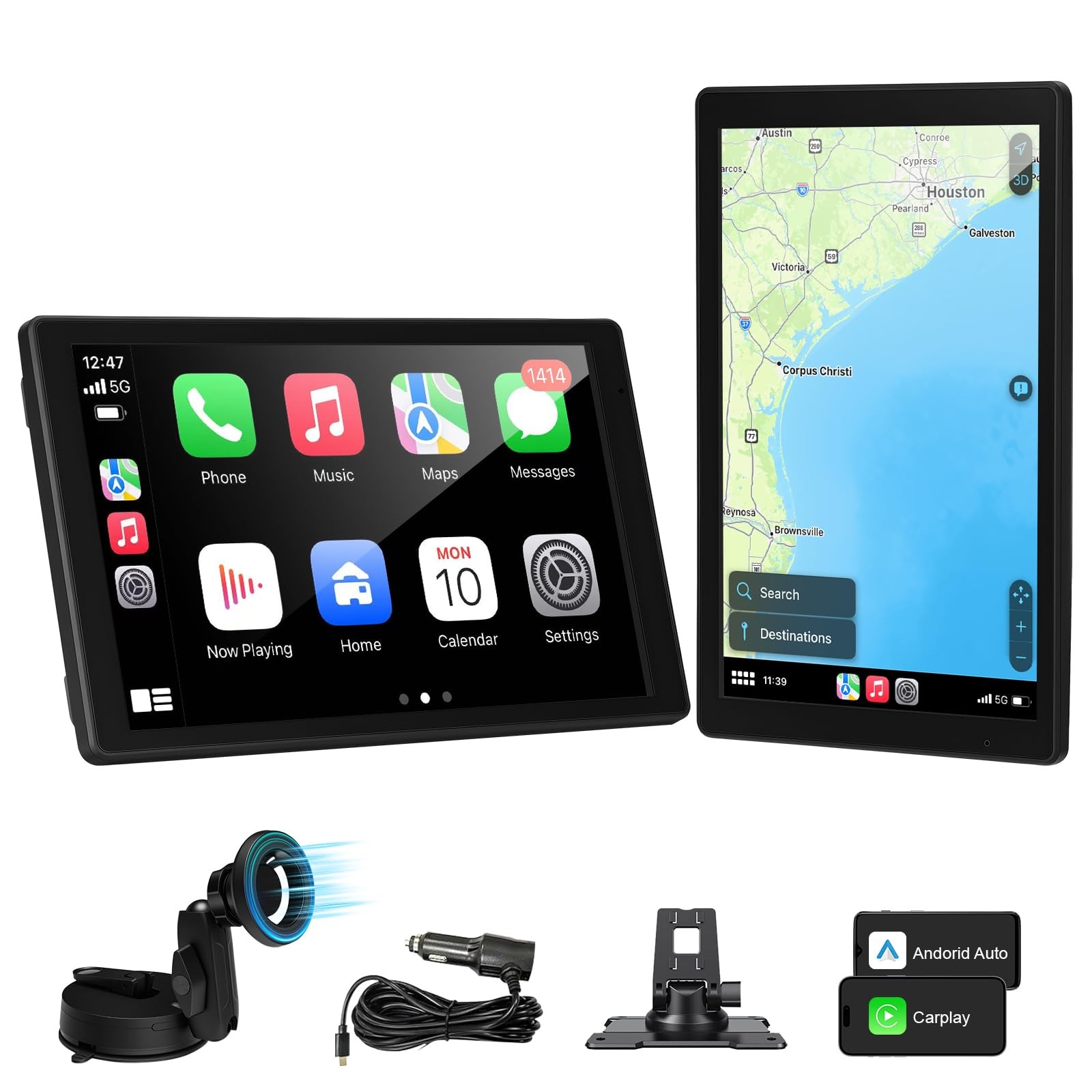 8” Wireless Carplay Screen for Car, Portable Apple Car Play & Android Auto C…