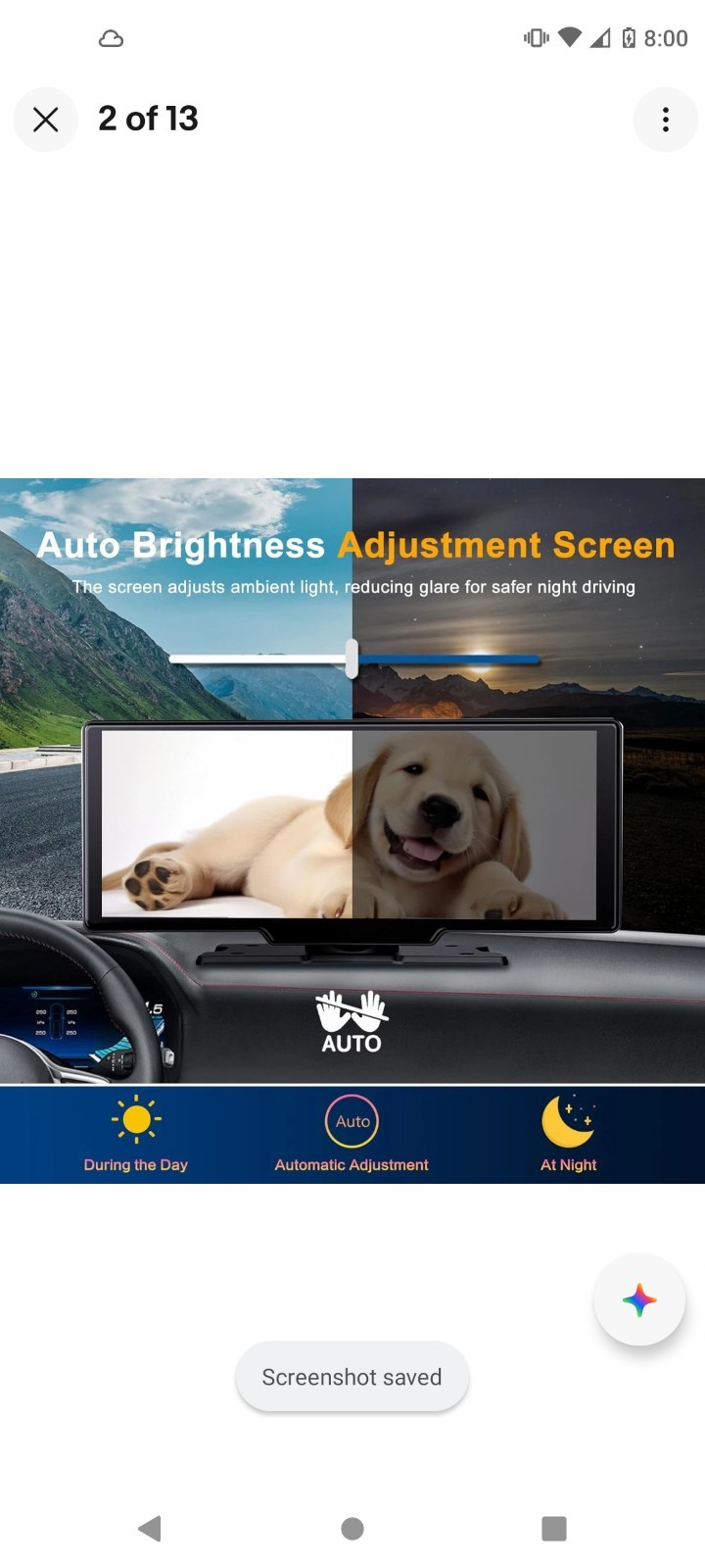 Portable 9.3-Inch Wireless Apple Carplay Screen for Car with Auto Brightness, 4K