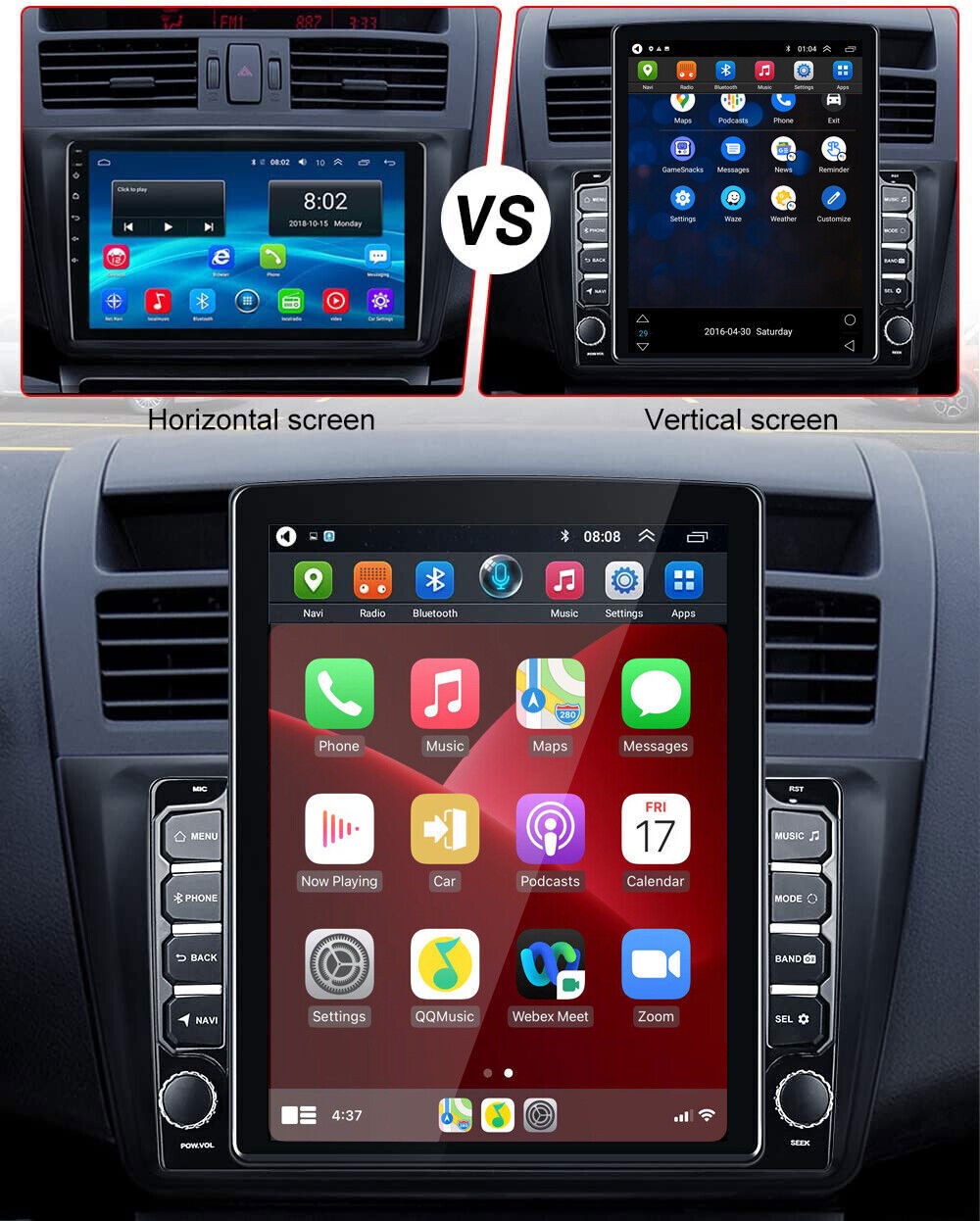 9.7″ Android 13 For CarPlay Radio Estéreo Para Coche GPS Doble 2Din WiFi Auto